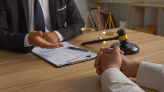 Attorney meeting with client